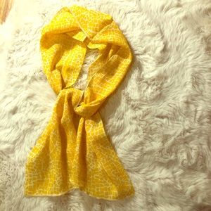 Vintage yellow printed silk scarf